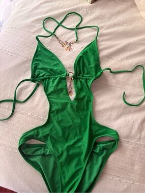 Green Cutout Bathing Suit